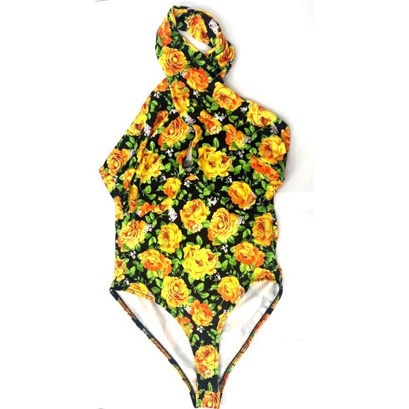 Zara Womens Twist Halter Floral Bodysuit Yellow Size XS NWT - Picture 1 of 5